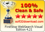 FirstStop WebSearch Visual Edition 4.21 Clean & Safe award